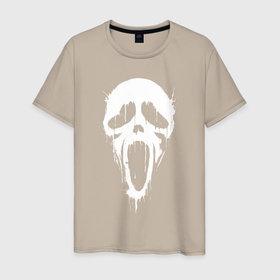Мужская футболка хлопок с принтом Scream   mask в Новосибирске, 100% хлопок | прямой крой, круглый вырез горловины, длина до линии бедер, слегка спущенное плечо. | 