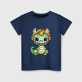 Детская футболка хлопок с принтом милый дракончик в Курске, 100% хлопок | круглый вырез горловины, полуприлегающий силуэт, длина до линии бедер | 