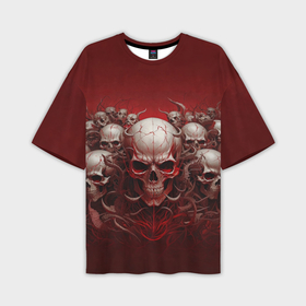Мужская футболка oversize 3D с принтом Демонические черепа в Тюмени,  |  | Тематика изображения на принте: 
