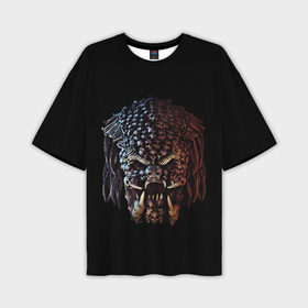 Мужская футболка oversize 3D с принтом Predator   skull ,  |  | Тематика изображения на принте: 