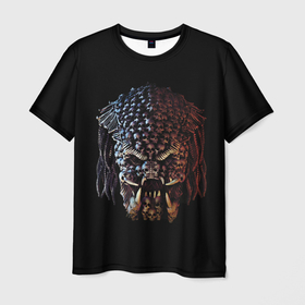 Мужская футболка 3D с принтом Predator   skull , 100% полиэфир | прямой крой, круглый вырез горловины, длина до линии бедер | Тематика изображения на принте: 