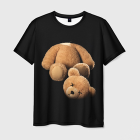 Мужская футболка 3D с принтом Плюшевый медведь с оторванной головой в Санкт-Петербурге, 100% полиэфир | прямой крой, круглый вырез горловины, длина до линии бедер | 
