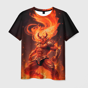 Мужская футболка 3D с принтом Огненный демон в Белгороде, 100% полиэфир | прямой крой, круглый вырез горловины, длина до линии бедер | 