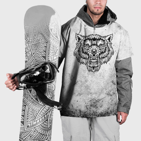 Накидка на куртку 3D с принтом Черно белый яростный волк в Кировске, 100% полиэстер |  | Тематика изображения на принте: 