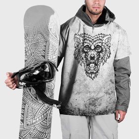 Накидка на куртку 3D с принтом Черно белый злой волк в Курске, 100% полиэстер |  | 
