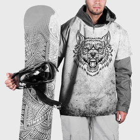 Накидка на куртку 3D с принтом Черно белый волк в ярости в Петрозаводске, 100% полиэстер |  | Тематика изображения на принте: 