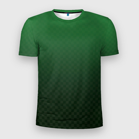 Мужская футболка 3D Slim с принтом Зелёная клетка с градиентом , 100% полиэстер с улучшенными характеристиками | приталенный силуэт, круглая горловина, широкие плечи, сужается к линии бедра | 