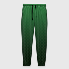 Мужские брюки 3D с принтом Зелёная клетка с градиентом , 100% полиэстер | манжеты по низу, эластичный пояс регулируется шнурком, по бокам два кармана без застежек, внутренняя часть кармана из мелкой сетки | 
