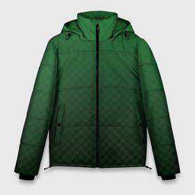 Мужская зимняя куртка 3D с принтом Зелёная клетка с градиентом , верх — 100% полиэстер; подкладка — 100% полиэстер; утеплитель — 100% полиэстер | длина ниже бедра, свободный силуэт Оверсайз. Есть воротник-стойка, отстегивающийся капюшон и ветрозащитная планка. 

Боковые карманы с листочкой на кнопках и внутренний карман на молнии. | 