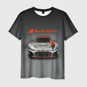 Мужская футболка 3D с принтом Audi sport   racing car   extreme в Тюмени, 100% полиэфир | прямой крой, круглый вырез горловины, длина до линии бедер | 