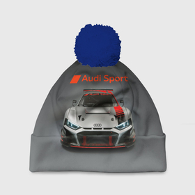 Шапка 3D c помпоном с принтом Audi sport   racing car   extreme , 100% полиэстер | универсальный размер, печать по всей поверхности изделия | 