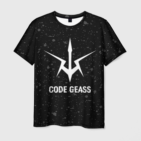 Мужская футболка 3D с принтом Code Geass glitch на темном фоне , 100% полиэфир | прямой крой, круглый вырез горловины, длина до линии бедер | Тематика изображения на принте: 