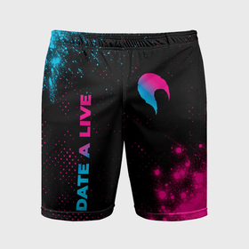 Мужские шорты спортивные с принтом Date A Live   neon gradient: надпись, символ ,  |  | 