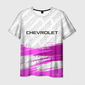 Мужская футболка 3D с принтом Chevrolet pro racing: символ сверху в Тюмени, 100% полиэфир | прямой крой, круглый вырез горловины, длина до линии бедер | 