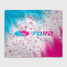 Плед 3D с принтом Ford neon gradient style: надпись и символ в Санкт-Петербурге, 100% полиэстер | закругленные углы, все края обработаны. Ткань не мнется и не растягивается | 