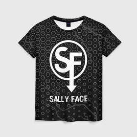 Женская футболка 3D с принтом Sally Face glitch на темном фоне , 100% полиэфир ( синтетическое хлопкоподобное полотно) | прямой крой, круглый вырез горловины, длина до линии бедер | 