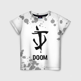 Детская футболка 3D с принтом Doom glitch на светлом фоне в Тюмени, 100% гипоаллергенный полиэфир | прямой крой, круглый вырез горловины, длина до линии бедер, чуть спущенное плечо, ткань немного тянется | Тематика изображения на принте: 