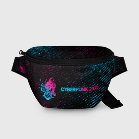 Поясная сумка 3D с принтом Cyberpunk 2077   neon gradient: надпись и символ в Белгороде, 100% полиэстер | плотная ткань, ремень с регулируемой длиной, внутри несколько карманов для мелочей, основное отделение и карман с обратной стороны сумки застегиваются на молнию | 