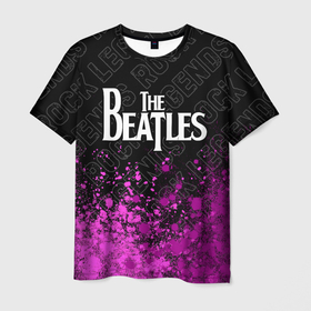 Мужская футболка 3D с принтом The Beatles rock legends: символ сверху в Екатеринбурге, 100% полиэфир | прямой крой, круглый вырез горловины, длина до линии бедер | 