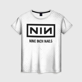 Женская футболка 3D с принтом Nine Inch Nails glitch на светлом фоне , 100% полиэфир ( синтетическое хлопкоподобное полотно) | прямой крой, круглый вырез горловины, длина до линии бедер | 