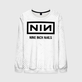 Мужской свитшот 3D с принтом Nine Inch Nails glitch на светлом фоне в Кировске, 100% полиэстер с мягким внутренним слоем | круглый вырез горловины, мягкая резинка на манжетах и поясе, свободная посадка по фигуре | Тематика изображения на принте: 