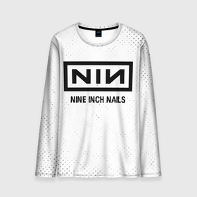 Мужской лонгслив 3D с принтом Nine Inch Nails glitch на светлом фоне в Екатеринбурге, 100% полиэстер | длинные рукава, круглый вырез горловины, полуприлегающий силуэт | Тематика изображения на принте: 