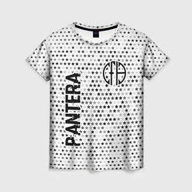 Женская футболка 3D с принтом Pantera glitch на светлом фоне: надпись, символ в Курске, 100% полиэфир ( синтетическое хлопкоподобное полотно) | прямой крой, круглый вырез горловины, длина до линии бедер | 