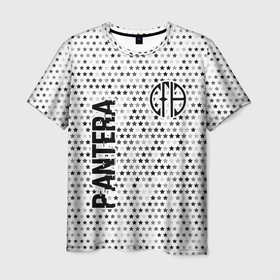 Мужская футболка 3D с принтом Pantera glitch на светлом фоне: надпись, символ в Белгороде, 100% полиэфир | прямой крой, круглый вырез горловины, длина до линии бедер | 