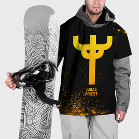 Накидка на куртку 3D с принтом Judas Priest   gold gradient в Белгороде, 100% полиэстер |  | 