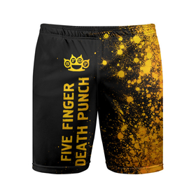 Мужские шорты спортивные с принтом Five Finger Death Punch   gold gradient: по вертикали в Белгороде,  |  | 