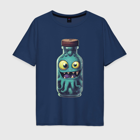 Мужская футболка хлопок Oversize с принтом Monster in Bottle: Grizzle в Петрозаводске, 100% хлопок | свободный крой, круглый ворот, “спинка” длиннее передней части | 