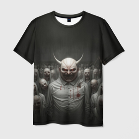Мужская футболка 3D с принтом Демонический корпоратив в Екатеринбурге, 100% полиэфир | прямой крой, круглый вырез горловины, длина до линии бедер | 