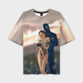 Мужская футболка oversize 3D с принтом Девушка в объятиях любимого ,  |  | 