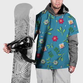 Накидка на куртку 3D с принтом Цветы и зеленые веточки в Кировске, 100% полиэстер |  | 
