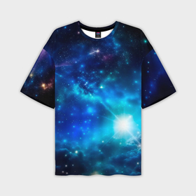 Мужская футболка oversize 3D с принтом Звёздный космос чёрно синий в Екатеринбурге,  |  | 