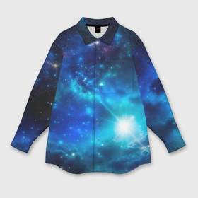 Мужская рубашка oversize 3D с принтом Звёздный космос чёрно синий ,  |  | 
