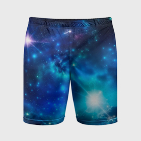 Мужские шорты спортивные с принтом Звёздный космос чёрно синий в Курске,  |  | 