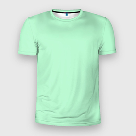 Мужская футболка 3D Slim с принтом Бледная мята однотонный в Белгороде, 100% полиэстер с улучшенными характеристиками | приталенный силуэт, круглая горловина, широкие плечи, сужается к линии бедра | Тематика изображения на принте: 