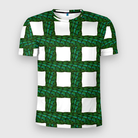Мужская футболка 3D Slim с принтом Зеленые змейки , 100% полиэстер с улучшенными характеристиками | приталенный силуэт, круглая горловина, широкие плечи, сужается к линии бедра | Тематика изображения на принте: 