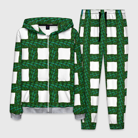 Мужской костюм 3D с принтом Зеленые змейки , 100% полиэстер | Манжеты и пояс оформлены тканевой резинкой, двухслойный капюшон со шнурком для регулировки, карманы спереди | Тематика изображения на принте: 