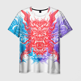 Мужская футболка 3D с принтом Императорский дракон , 100% полиэфир | прямой крой, круглый вырез горловины, длина до линии бедер | 