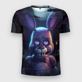 Мужская футболка 3D Slim с принтом Bonnie  FNAF в Кировске, 100% полиэстер с улучшенными характеристиками | приталенный силуэт, круглая горловина, широкие плечи, сужается к линии бедра | Тематика изображения на принте: 