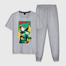 Мужская пижама хлопок с принтом Baby shark   anime   neural network в Белгороде, 100% хлопок | брюки и футболка прямого кроя, без карманов, на брюках мягкая резинка на поясе и по низу штанин
 | 