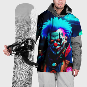 Накидка на куртку 3D с принтом Злой клоун киберпанк в Петрозаводске, 100% полиэстер |  | Тематика изображения на принте: 