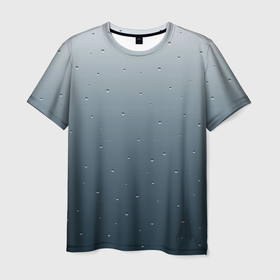 Мужская футболка 3D с принтом Серый градиент капли в Тюмени, 100% полиэфир | прямой крой, круглый вырез горловины, длина до линии бедер | 