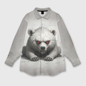 Мужская рубашка oversize 3D с принтом Агрессивный медвежонок в Курске,  |  | 