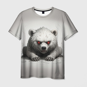 Мужская футболка 3D с принтом Агрессивный медвежонок в Санкт-Петербурге, 100% полиэфир | прямой крой, круглый вырез горловины, длина до линии бедер | 