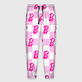 Мужские брюки 3D с принтом Розовая шашка и Барби в Белгороде, 100% полиэстер | манжеты по низу, эластичный пояс регулируется шнурком, по бокам два кармана без застежек, внутренняя часть кармана из мелкой сетки | 