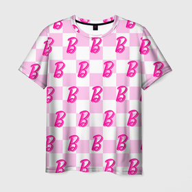 Мужская футболка 3D с принтом Розовая шашка и Барби в Кировске, 100% полиэфир | прямой крой, круглый вырез горловины, длина до линии бедер | 