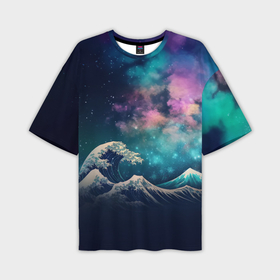 Мужская футболка oversize 3D с принтом Космическая Большая волна в Канагаве в Курске,  |  | 